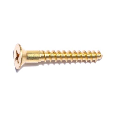 Midwest Fastener Wood Screw, #9, 1-1/4 in, Plain Brass Flat Head Phillips Drive, 100 PK 02873